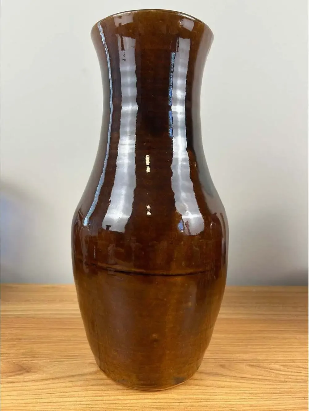 Browns Pottery Arden NC Tall Brown Hand Thrown Pottery Vase 11.5
